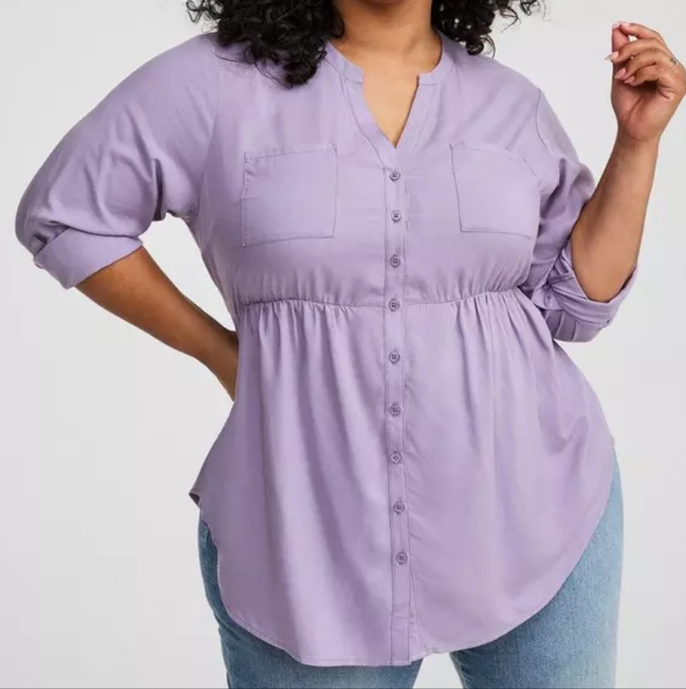 Torrid Size 0 Emma Babydoll Challis Tunic Top in Dusk